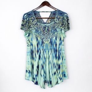 4/$25 One World Tunic Top Faux Tie Dye XL